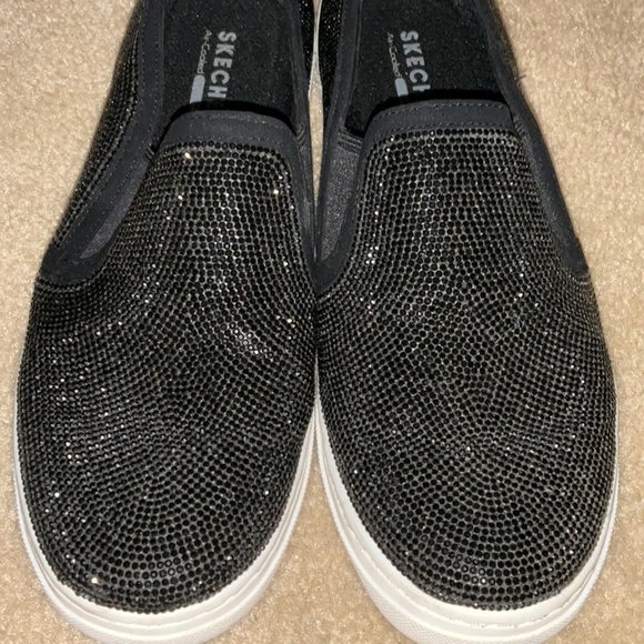 Skechers Goldie Flashow black sparkle glitter slip on sz 9 - Picture 5 of 6